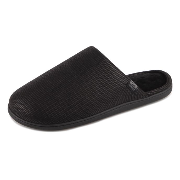 Isotoner® Mens Square Patterned Smart Mule Slipper Black Extra Image 2
